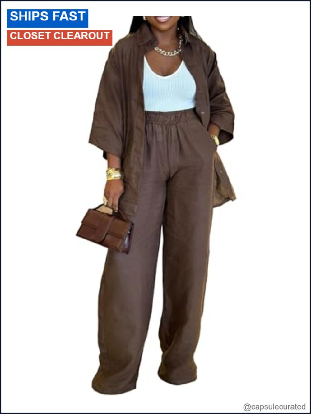 Women's 2 Piece Outfit Casual Wide Leg Pant Set Lounge